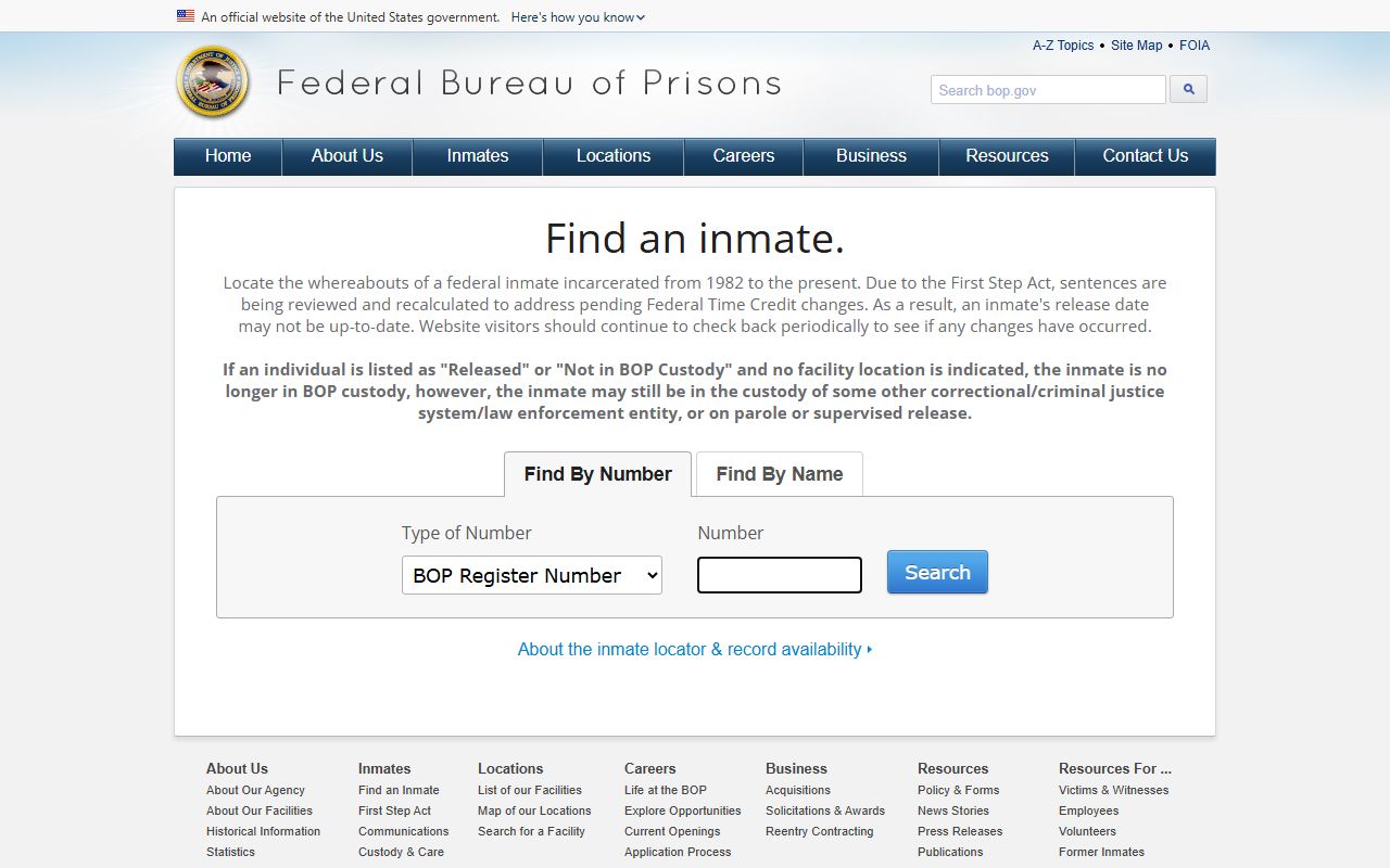 Federal Bureau of Prisons inmate locator tool for finding federal inmates in Oklahoma including FCI El Reno